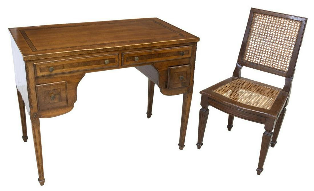 (2) FRENCH LOUIS XVI STYLE WRITING DESK & CHAIR (1 of 4)