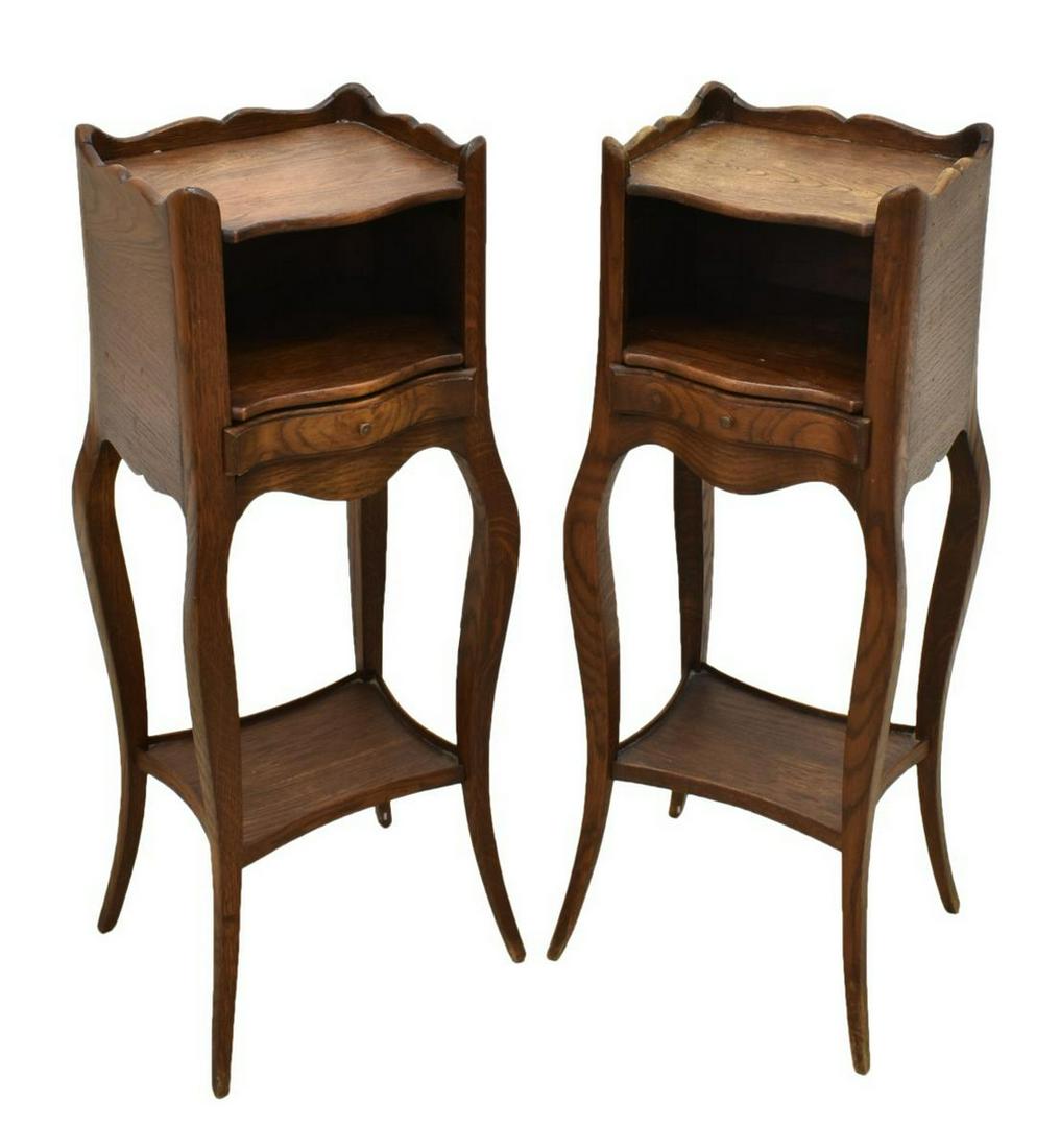 (2) PETITE FRENCH LOUIS XV STYLE OAK NIGHTSTANDS (1 of 2)