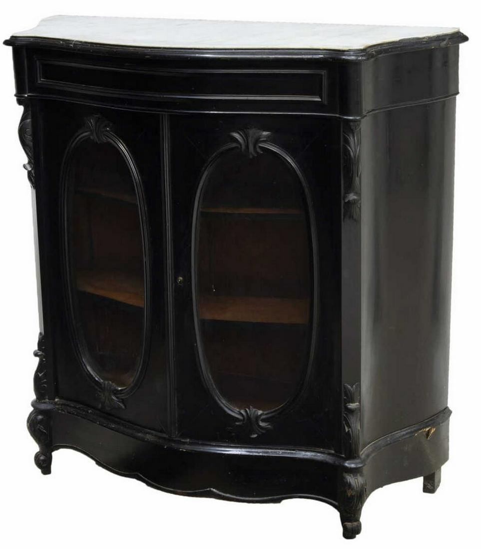FRENCH NAPOLEON III MARBLE-TOP EBONIZED CABINET (1 of 4)