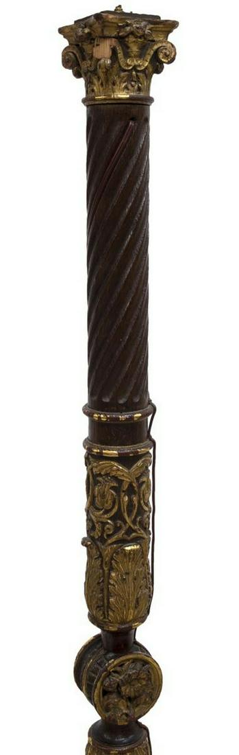 FRENCH PARCEL GILT COLUMN STANDING FLOOR LAMP (1 of 4)
