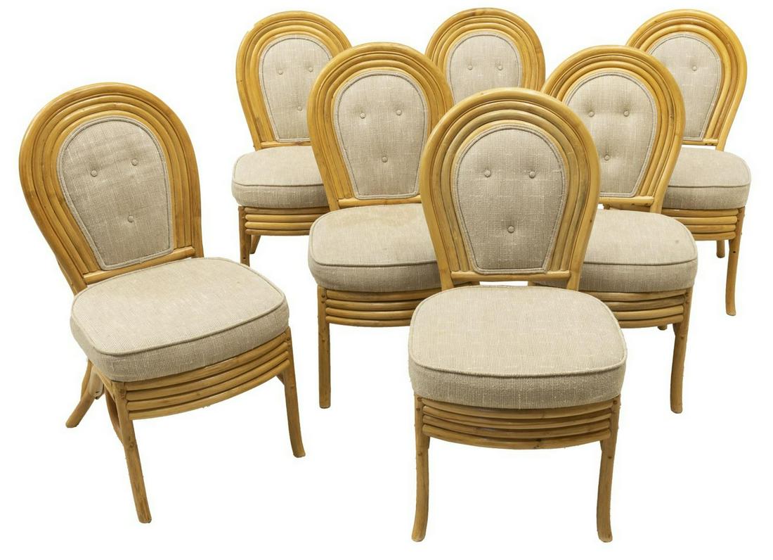 (7) VINTAGE RATTAN DINING SIDE CHAIRS (1 of 2)