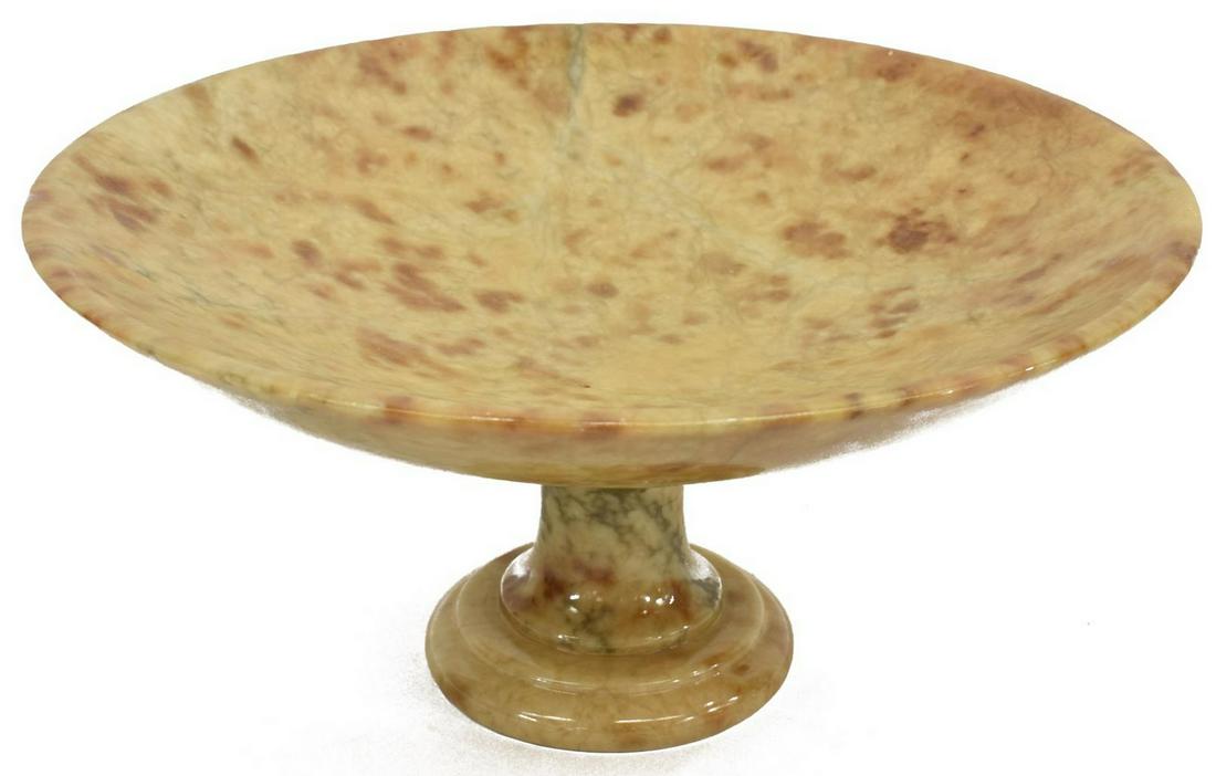 LARGE ITALIAN HAND-CARVED ALABASTER BOWL TAZZA (1 of 4)