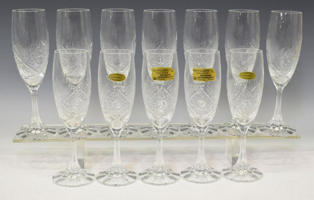 12) FRENCH VALERY KLEIN CRYSTAL CHAMPAGNE STEMWARE (1 of 3)