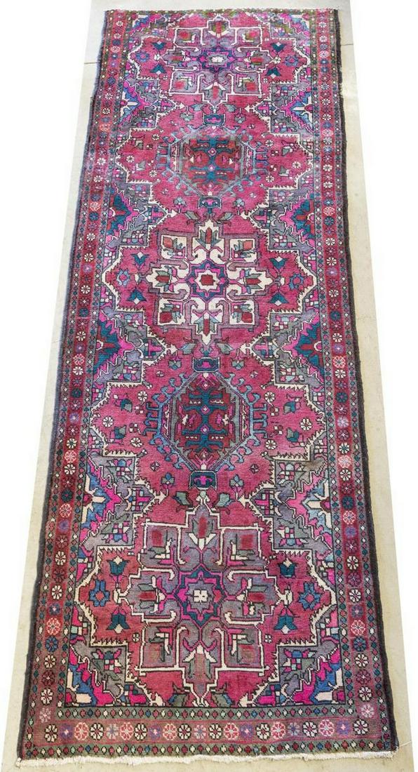HAND-TIED PERSIAN HERIZ FLOOR RUNNER 10'4" X 3'6" (1 of 4)
