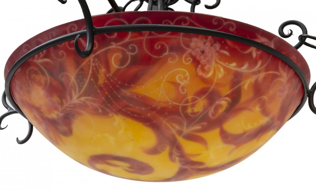 ULLA DARNI HAND-PAINTED ART GLASS BOWL CHANDELIER (1 of 3)