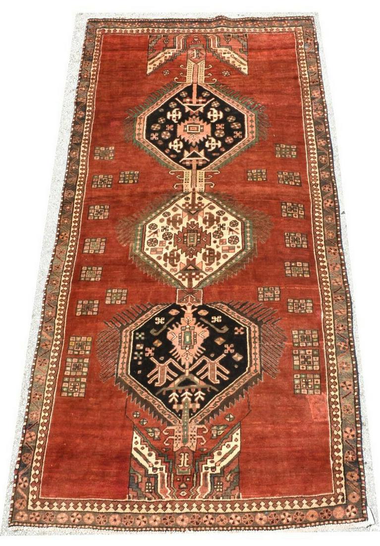 HAND-TIED PERSIAN HAMADAN RUG, 8'10" X 3'11": Hand-tied Persian Hamadan rug, approx 8'10"l, 3'11"w Start Price: $200.00