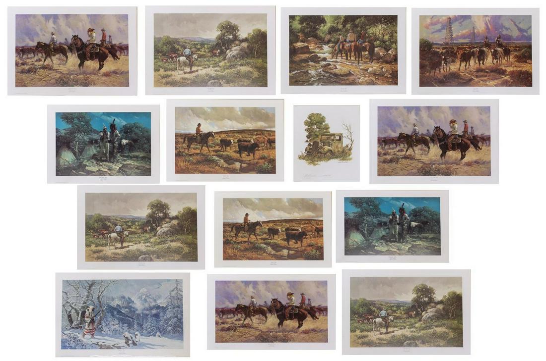 (14) ROBERT SUMMERS (B.1940) SIGNED WESTERN PRINTS: (lot of 14) Unframed signed and numbered limited edition prints on paper, Robert Summers (Texas, b.1940), thirteen with Certificates of Authenticity from the American Masters Foundation, thirteen in p