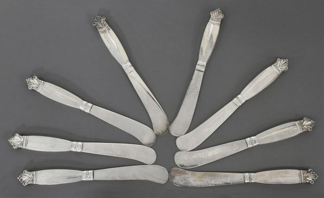 (8) GEORG JENSEN 'ACANTHUS' STERLING BUTTER KNIVES (1 of 4)