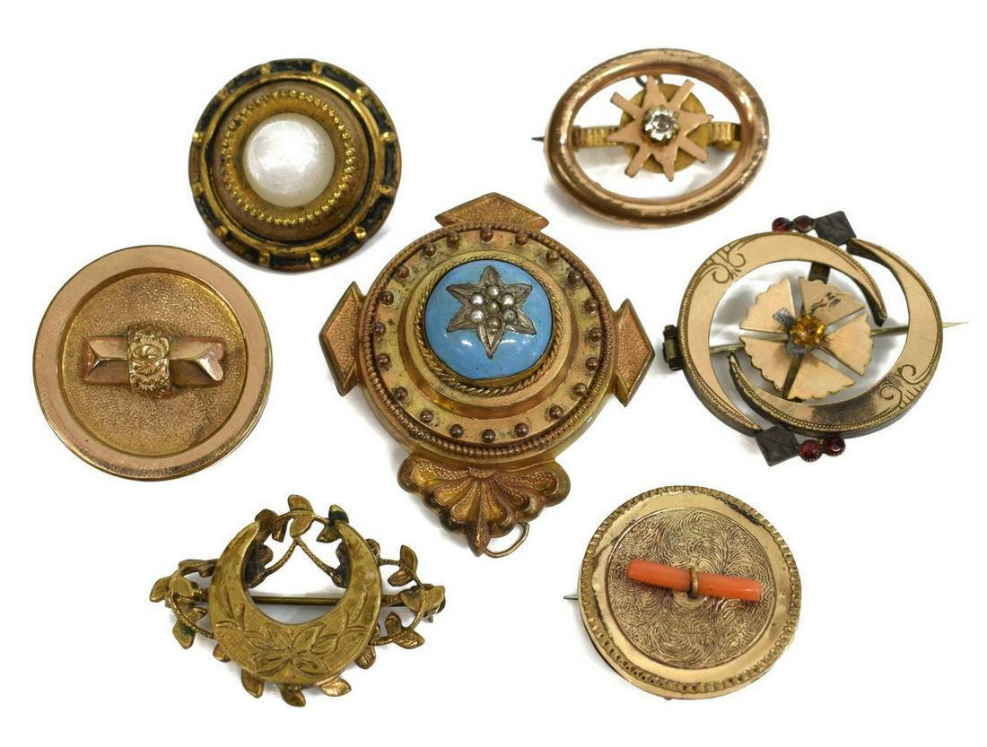 (7) VICTORIAN JEWELRY, BROOCHES, MOURNING PIECE (1 of 3)