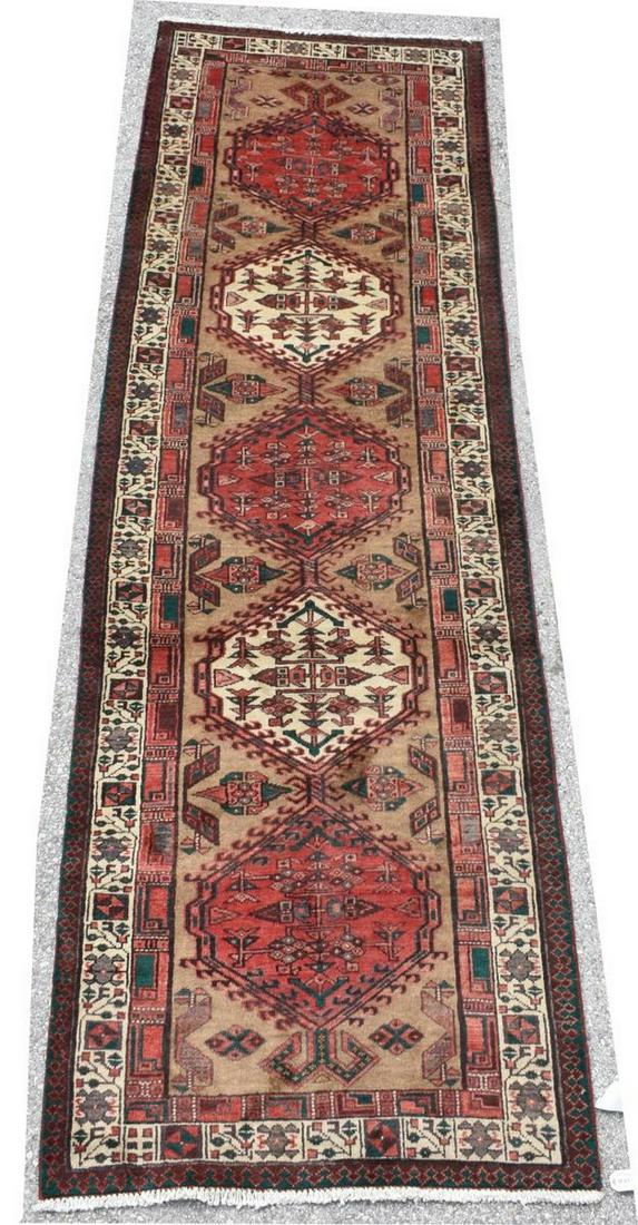 HAND-TIED PERSIAN HAMADAN RUNNER, 10'8" X 3'4" (1 of 3)
