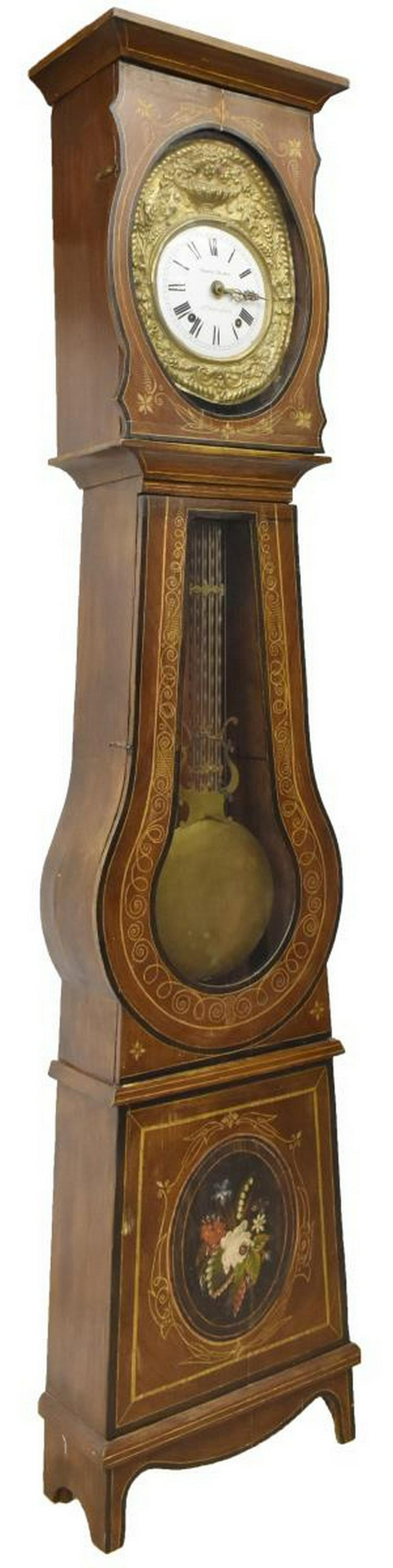 FRENCH PROVINCIAL MORBIER LONG CASE CLOCK (1 of 5)