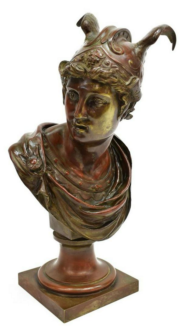 FRENCH BRONZE BUST OF MERCURY, WINGED HELMET (1 of 5)