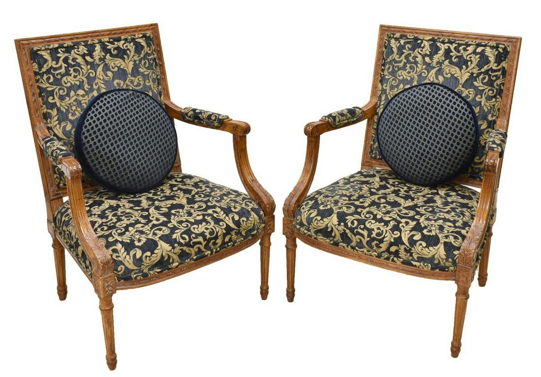 (2) LOUIS XVI STYLE UPHOLSTERED FAUTEUILS (1 of 2)