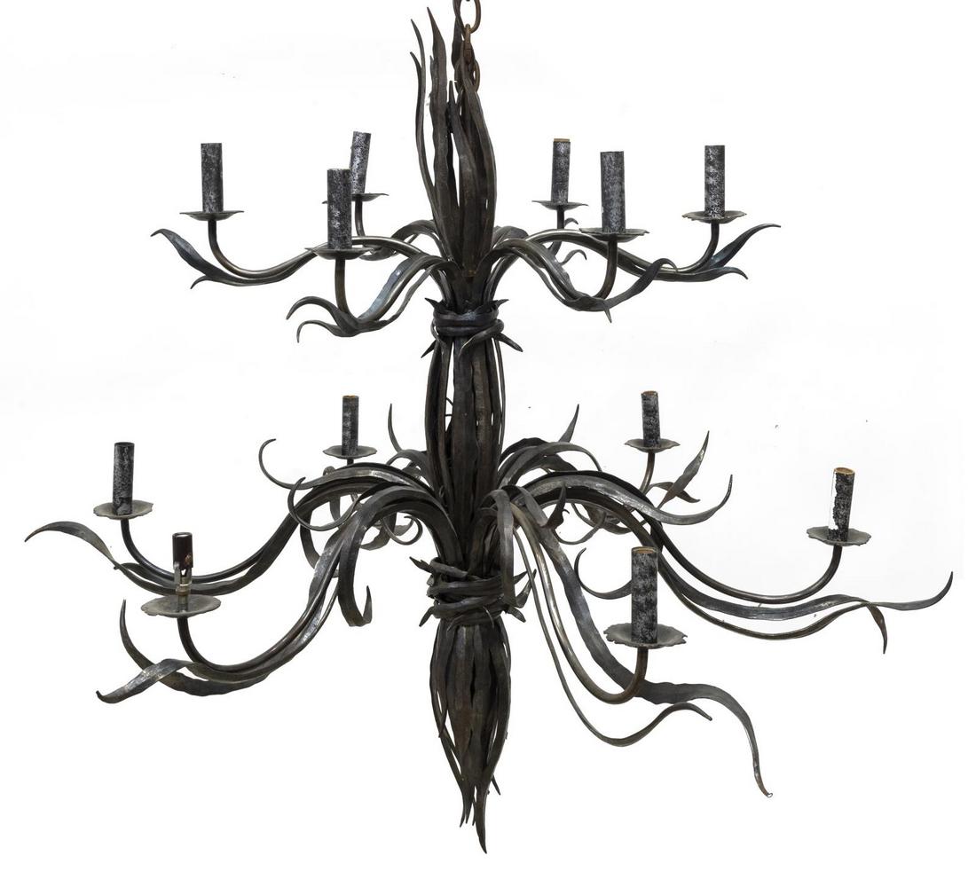 NICHOLAS BRUMDER WROUGHT IRON 12-LT CHANDELIER (1 of 2)