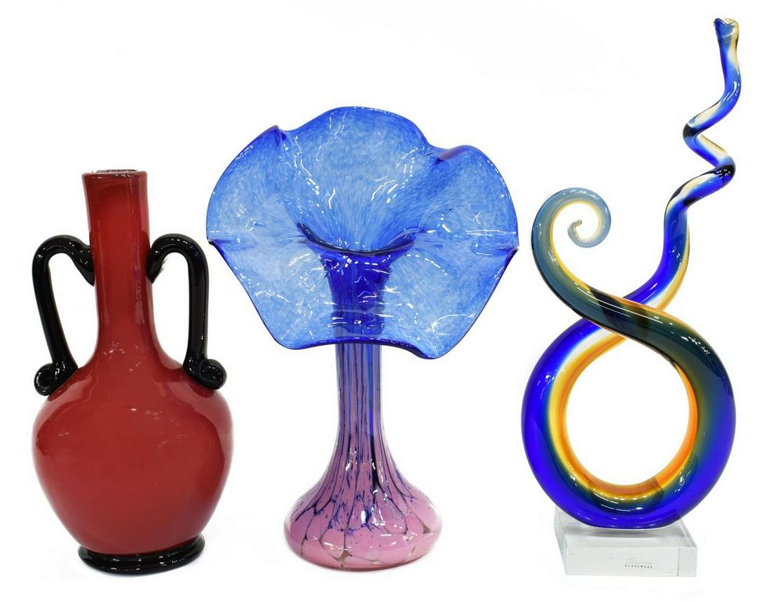 (3) FRENCH & MURANO ART GLASS SCULPTURE & VASES (1 of 7)