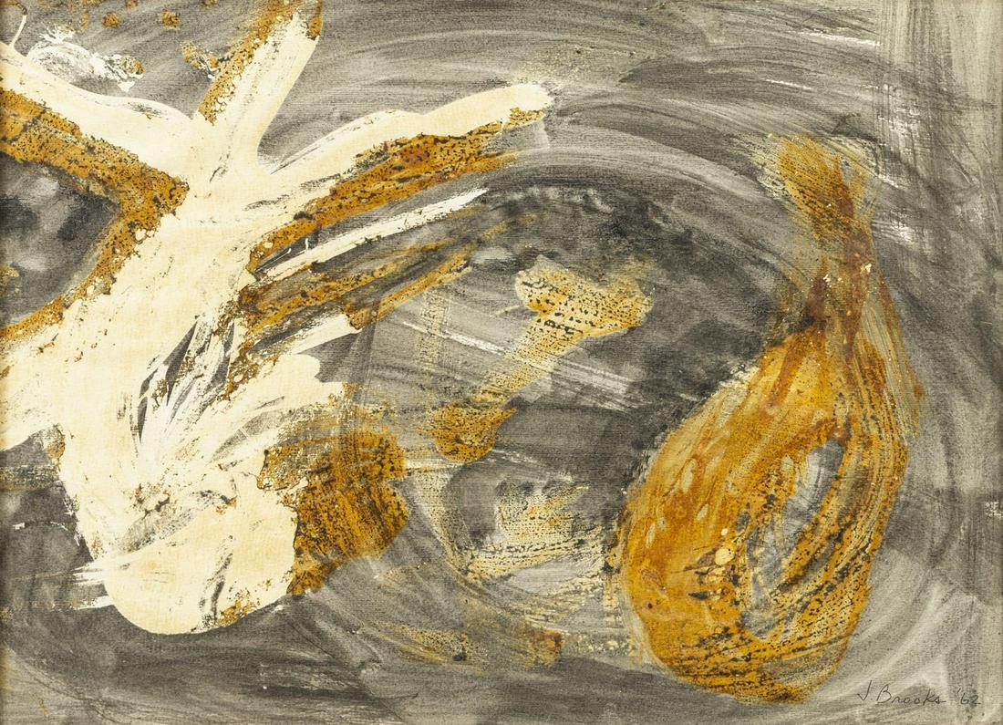 JAMES BROOKS (D1992) ABSTRACT MIXED MEDIA PAINTING (1 of 4)