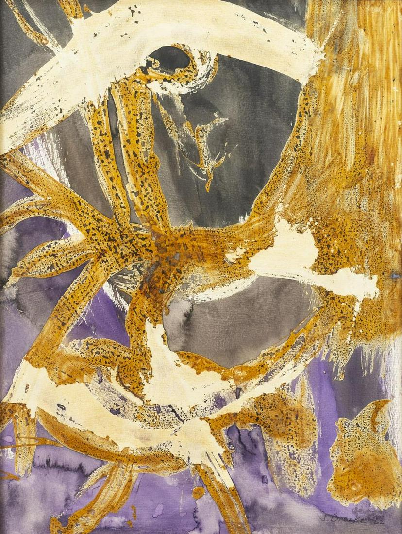 JAMES BROOKS (D1992) ABSTRACT MIXED MEDIA PAINTING (1 of 4)