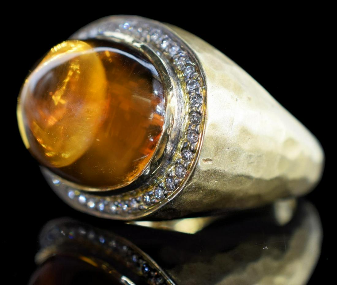 ESTATE 14KT GOLD, DIAMOND & 11CT CITRINE RING (1 of 5)