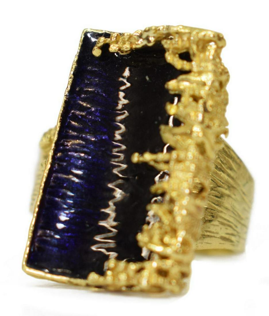 ESTATE MODERNIST 18KT YELLOW GOLD & ENAMEL RING (1 of 4)