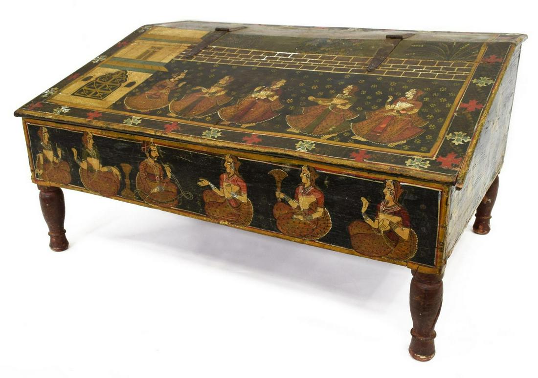 INDO-PERSIAN LACQUERED PAINTED WOOD TRAVELING DESK (1 of 7)