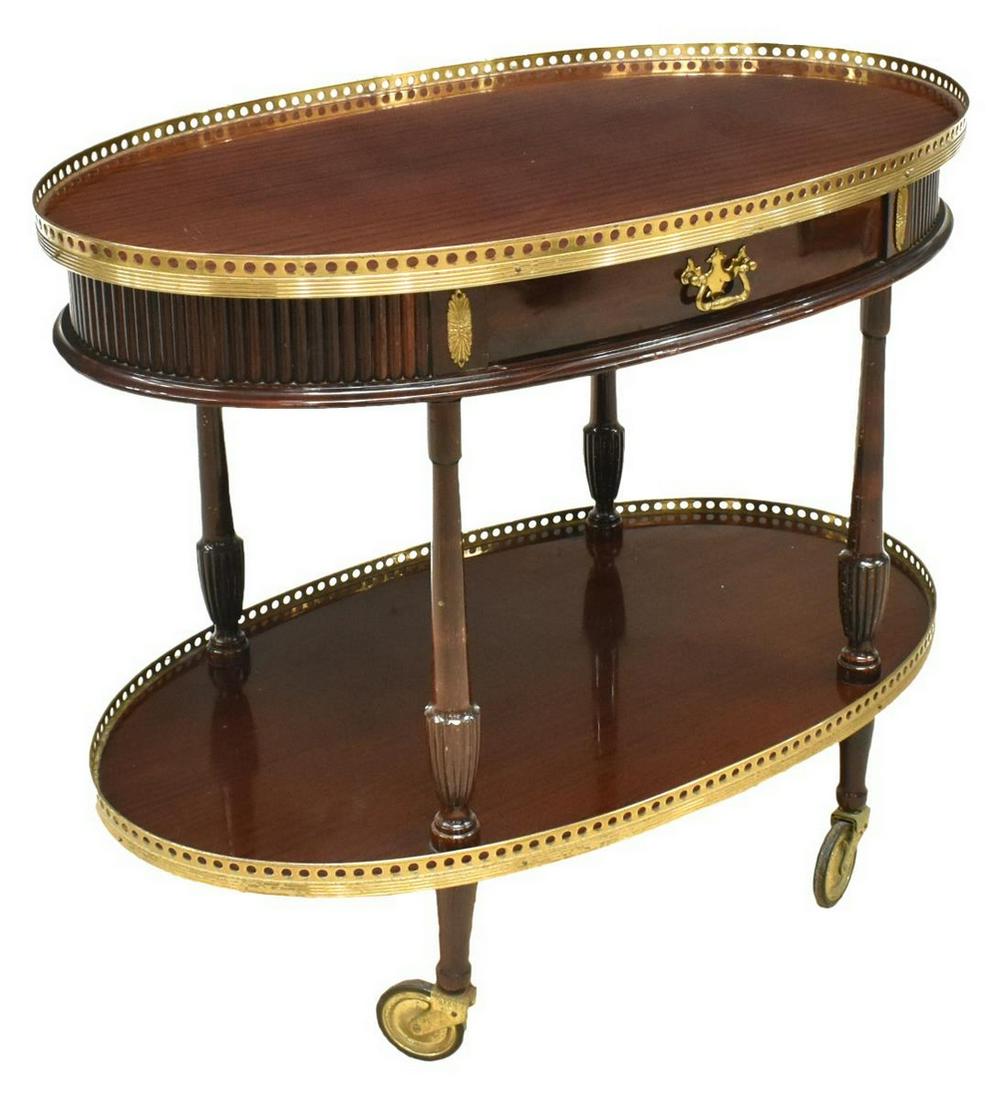 ITALIAN MAHOGANY TWO-TIER GALLERIED SERVICE CART (1 of 4)