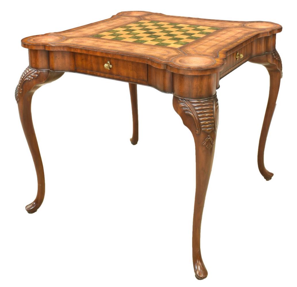 Maitland Smith Tooled Leather Top Games Table Sep 22 2019