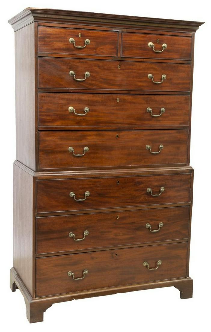 ENGLISH GEORGIAN MAHOGANY CHEST ON CHEST (1 of 3)