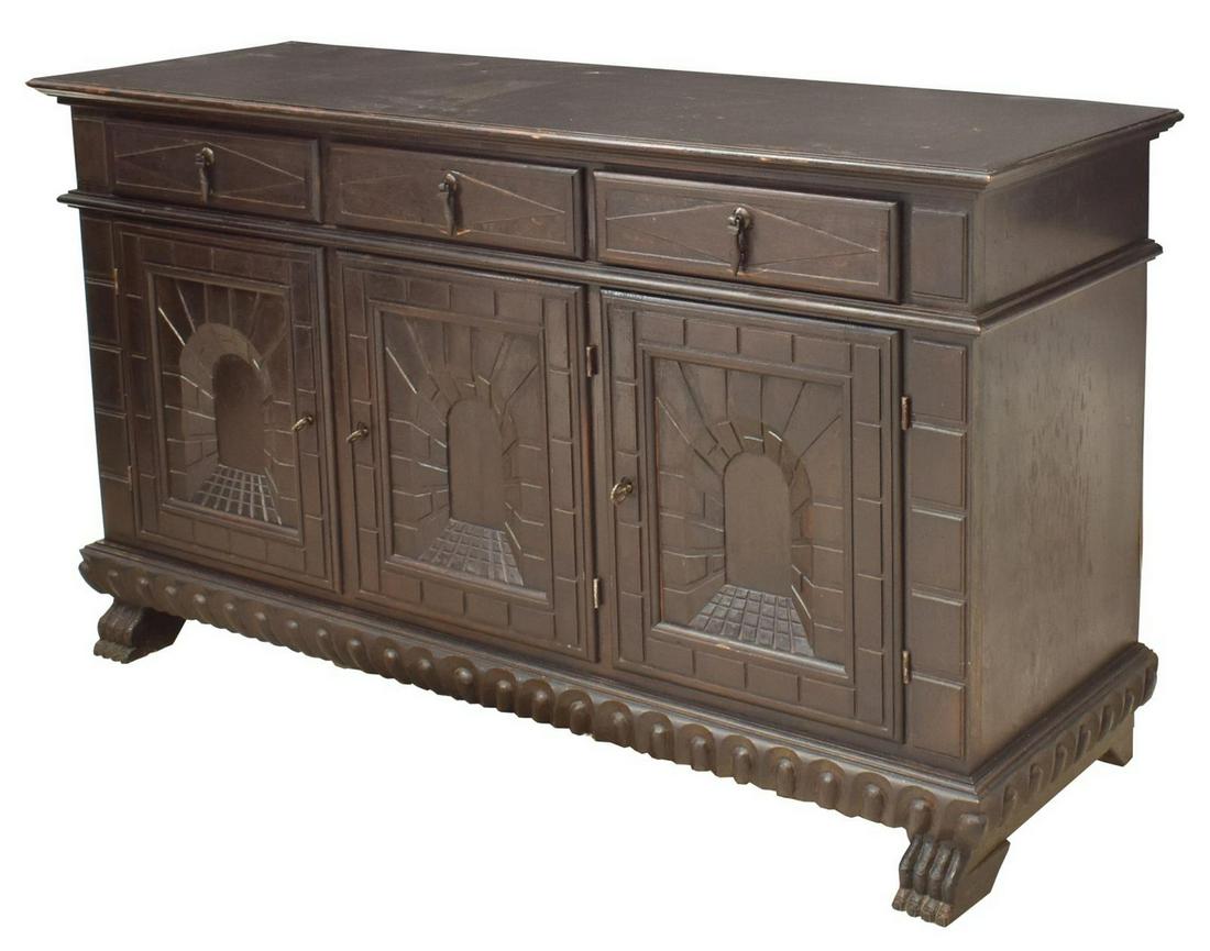 CONTINENTAL EBONIZED CARVED SIDEBOARD (1 of 6)