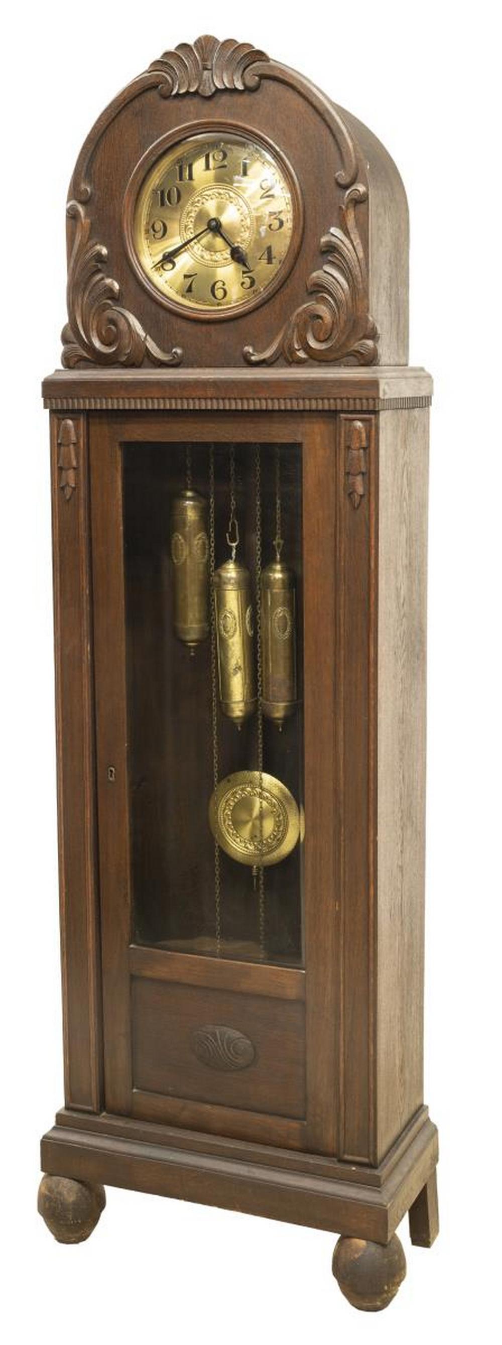 GERMAN TRIPLE WEIGHT TALL CASE CLOCK, KIENINGER (1 of 6)
