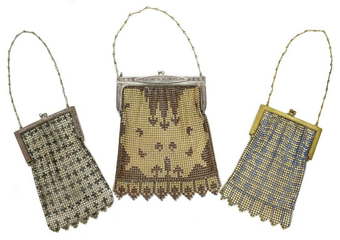 (3) LADIES VINTAGE ART DECO ENAMELED MESH PURSES (1 of 7)