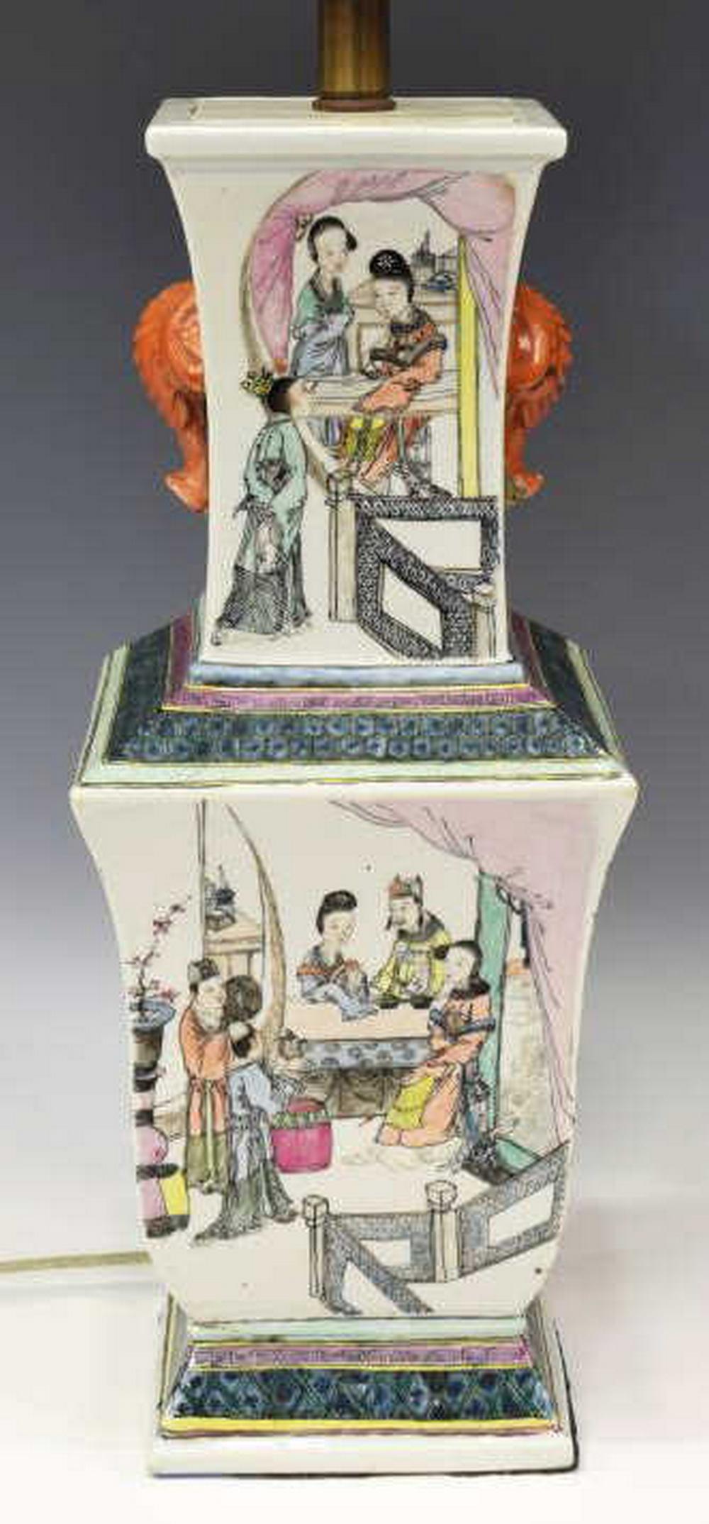 CHINESE PORCELAIN VASE TWO-LIGHT TABLE LAMP (1 of 5)