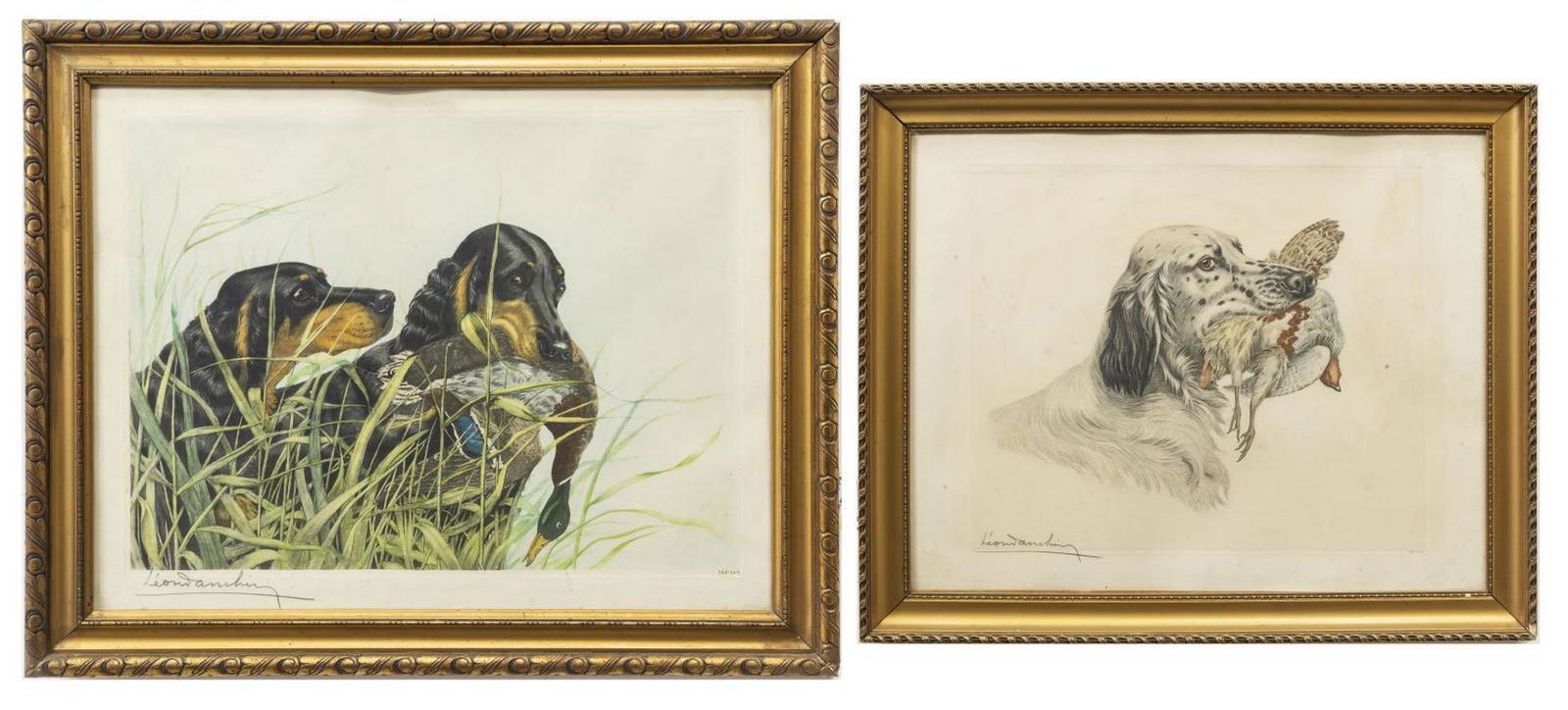 (2) LEON DANCHIN (1887-1938) HUNTING DOG ETCHINGS (1 of 6)