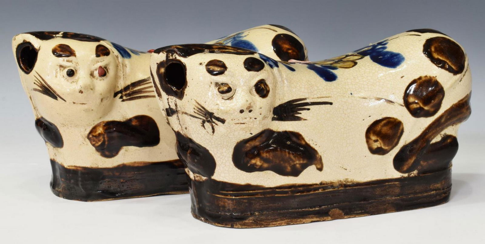 (2) CHINESE GLAZED CERAMIC CAT FORM NECK PILLOWS (1 of 7)