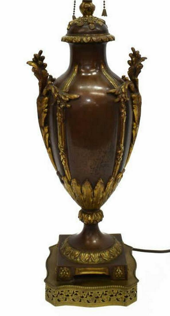 ART NOUVEAU BRONZE TWO-LIGHT TABLE LAMP (1 of 3)
