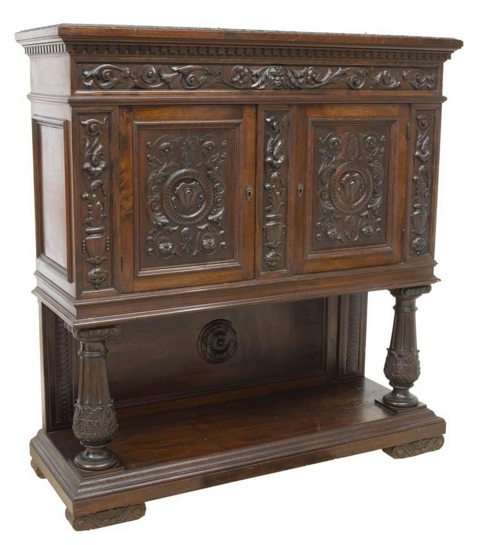 ITALIAN RENAISSANCE REVIVAL CARVED WALNUT CABINET (1 of 5)