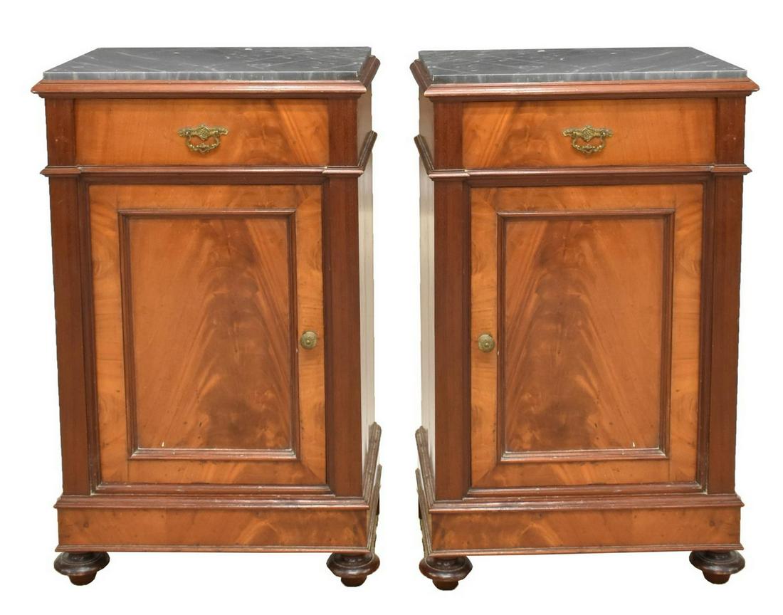 (2) FRENCH LOUIS PHILIPPE MARBLE-TOP NIGHTSTANDS (1 of 6)