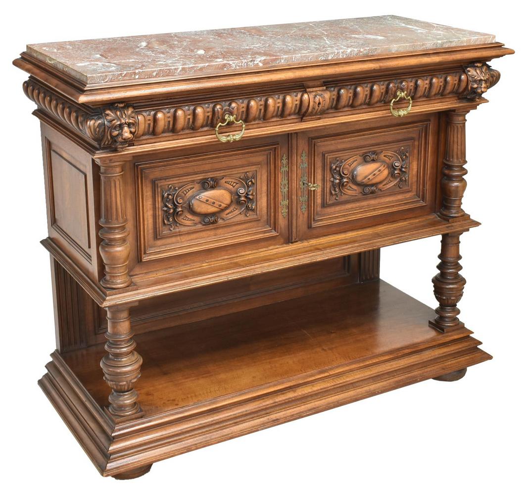 RENAISSANCE REVIVAL CARVED WALNUT SIDEBOARD SERVER (1 of 5)