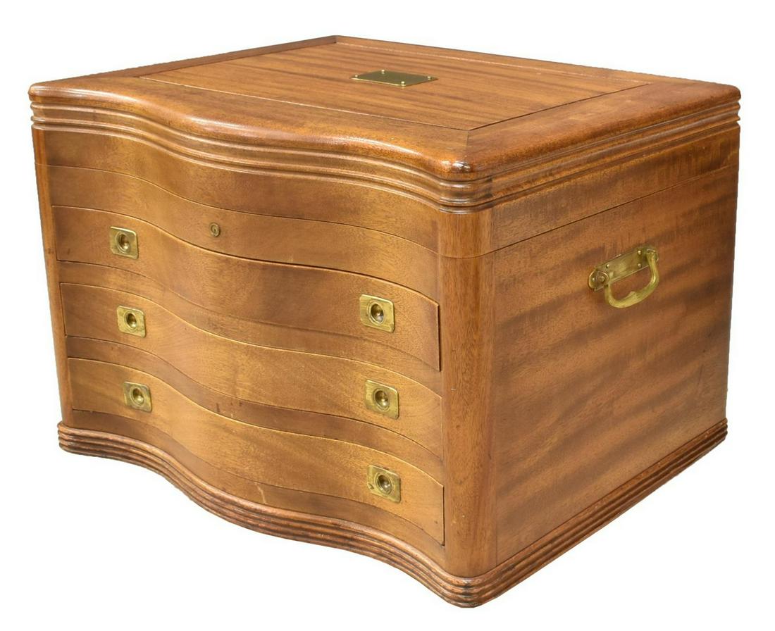 CAMPAIGN STYLE MAHOGANY SILVER STORAGE CHEST (1 of 5)