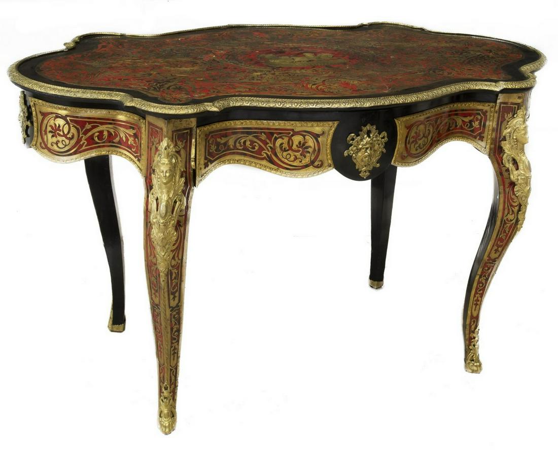 FINE FRENCH LOUIS XV STYLE BOULLE WORK SALON TABLE (1 of 4)