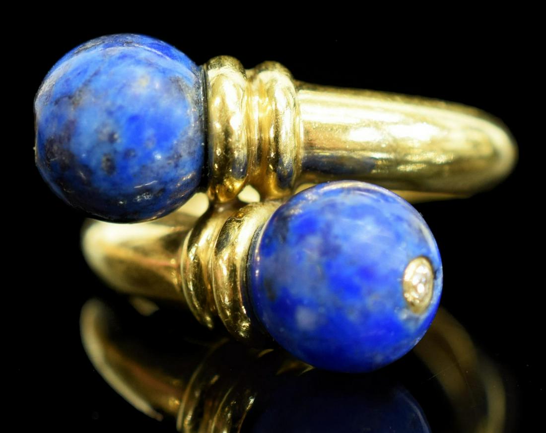 ESTATE 18KT GOLD, LAPIS & DIAMOND ESTATE RING (1 of 4)