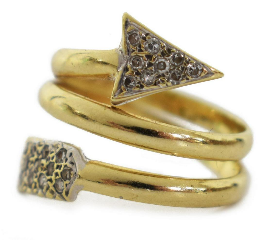 ESTATE SKAI 14KT GOLD & DIAMOND ARROW WRAP RING (1 of 5)