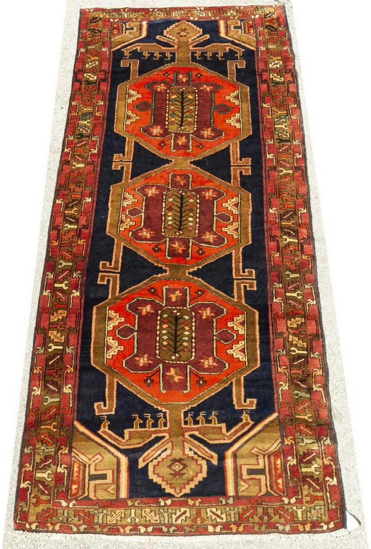 HAND-TIED PERSIAN HAMADAN RUNNER, 10'11" X 3'11" (1 of 4)