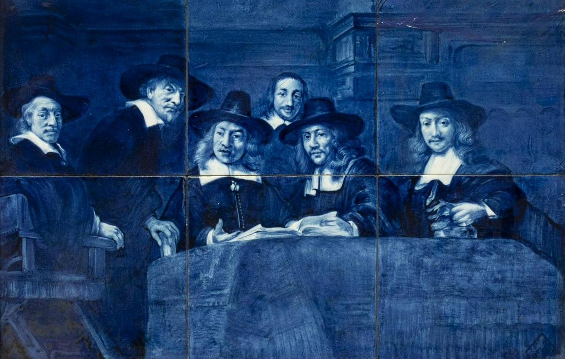 DELFT BLUE & WHITE CERAMIC TILE WALL HANGING (1 of 3)