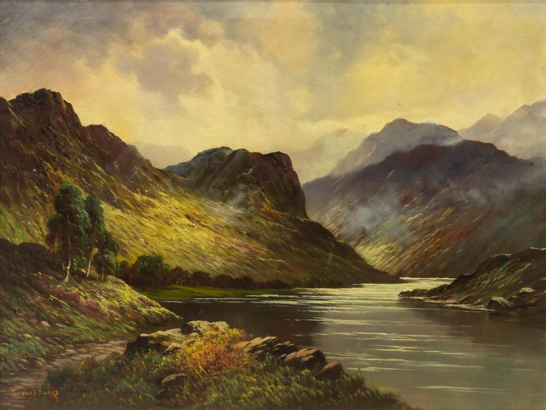 THOMAS C. BLAKE (B.1890) "A MISTY MORN" PAINTING (1 of 5)