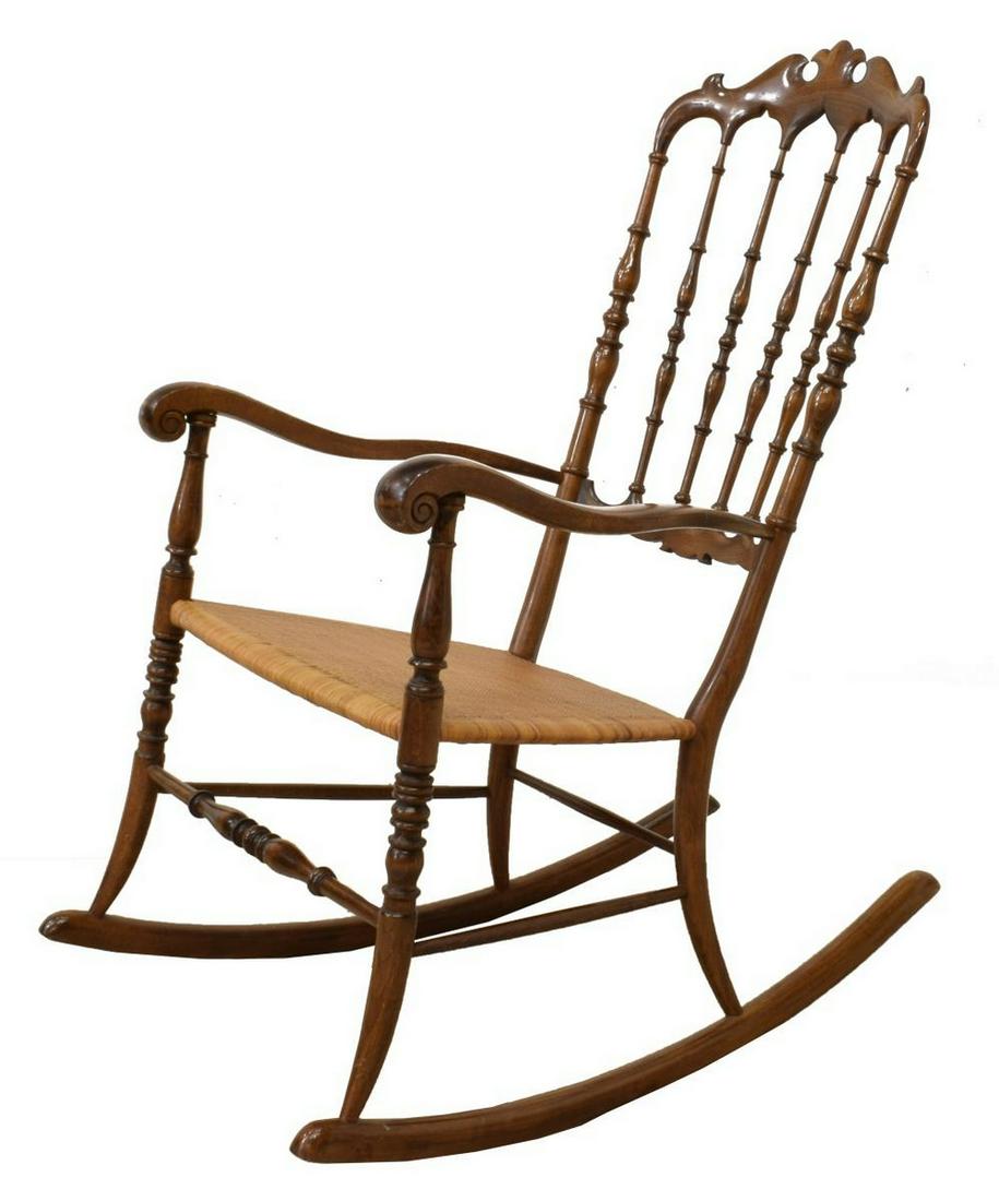 VINTAGE ITALIAN CHIAVARI CANE-SEAT ROCKING CHAIR (1 of 4)