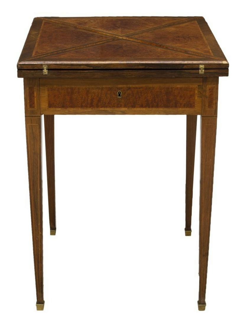 LOUIS XVI STYLE BANDED HANDKERCHIEF GAMES TABLE (1 of 3)