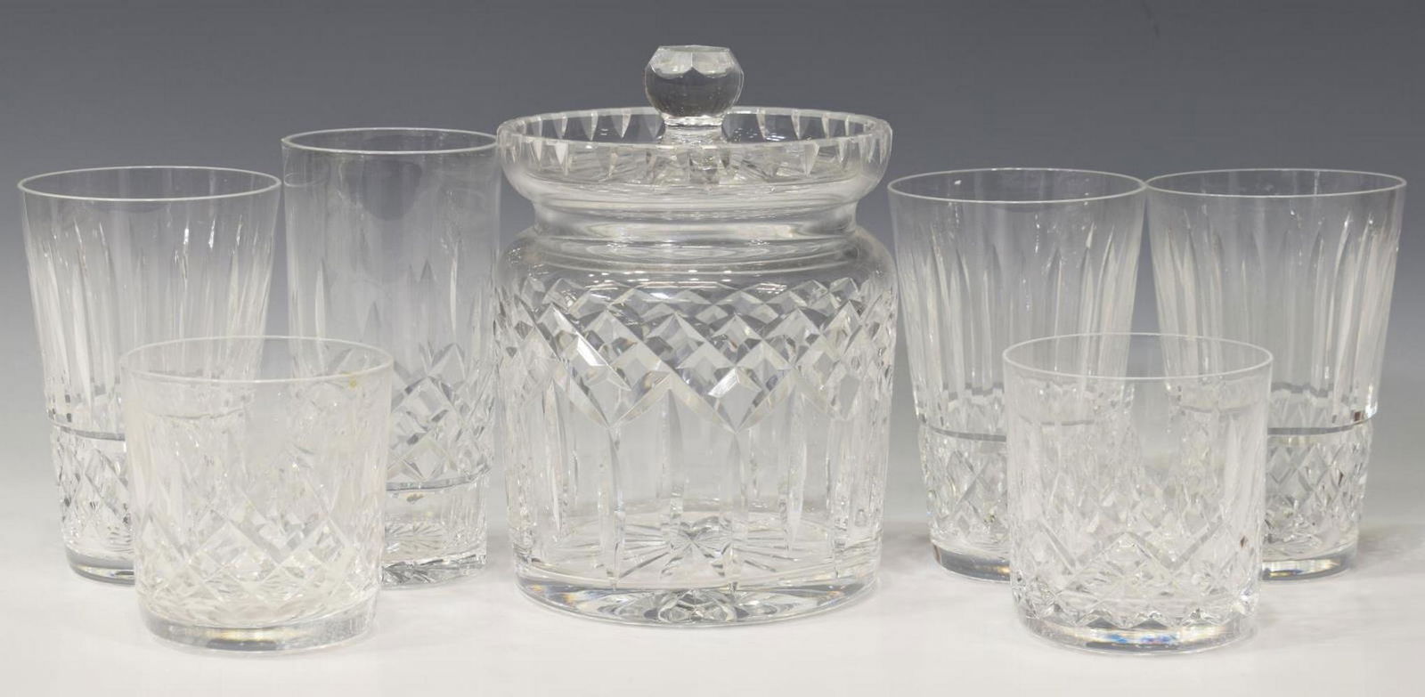 7) WATERFORD 'LISMORE' CUT CRYSTAL DRINKWARE & JAR (1 of 3)