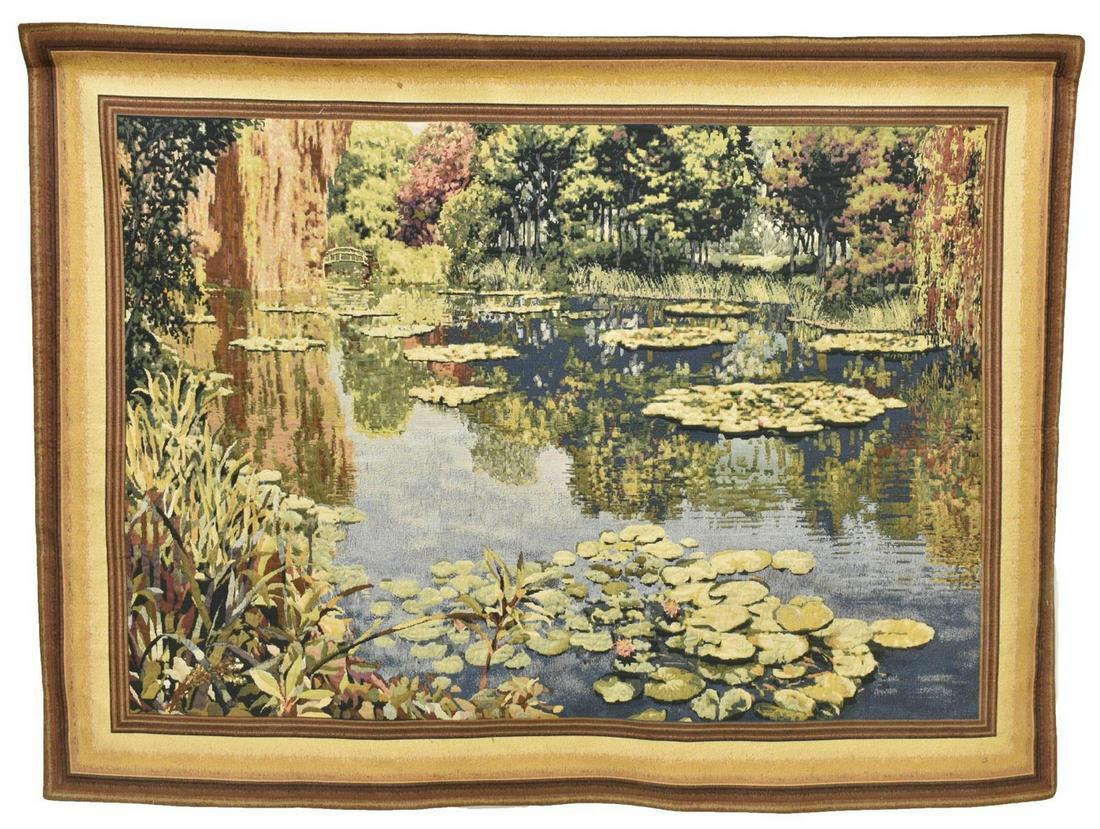 BELGIAN HANGING WALL TAPESTRY, "LAKE MONET" (1 of 4)