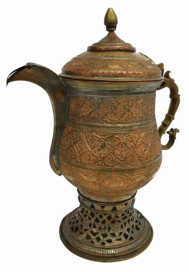 PERSIAN TINNED COPPER DALLAH COFFEE POT (1 of 5)
