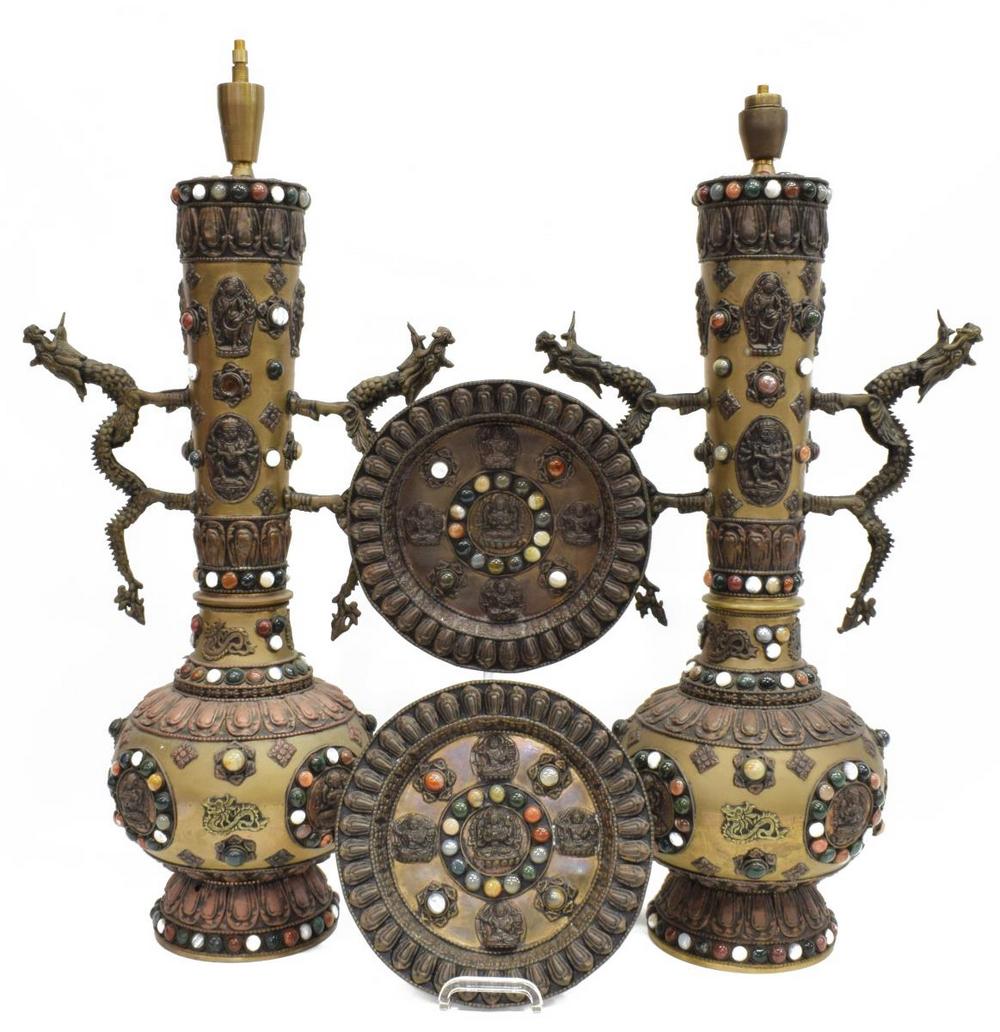 (4) SOUTHEAST ASIAN DECORATED METALWARE ITEMS (1 of 9)